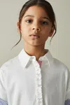 Reiss Maxy - Ivory Senior Cotton Shirt Dress, 11 - 12 Years
