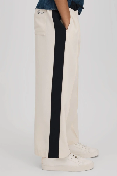 Reiss May - Ivory Teen Woven Stripe Drawstring Trousers, Uk 13-14 Yrs
