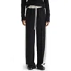 Reiss Black May Wide Wide Leg Contrast Stripe Drawstring Trousers In Black