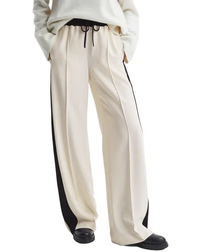 Reiss Cream May Wide Petite Wide Leg Contrast Stripe Drawstring Trousers