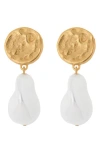 Reiss Maya Molten Faux Pearl Drop Earrings
