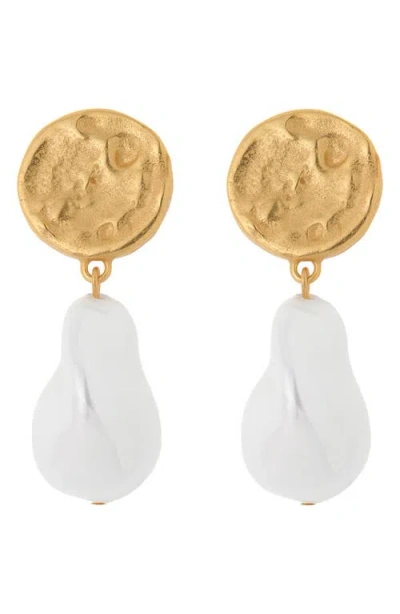 Reiss Maya Molten Faux Pearl Drop Earrings