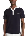 Reiss Maya Open Collar Velour Polo In Blue