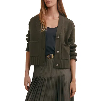 Reiss Maya Wool Button Detail Cardigan In Green