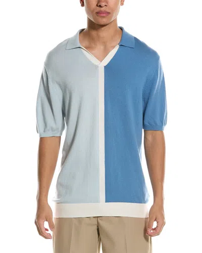 Reiss Maycross 1/2-zip Striped Polo T-shirt In Blue