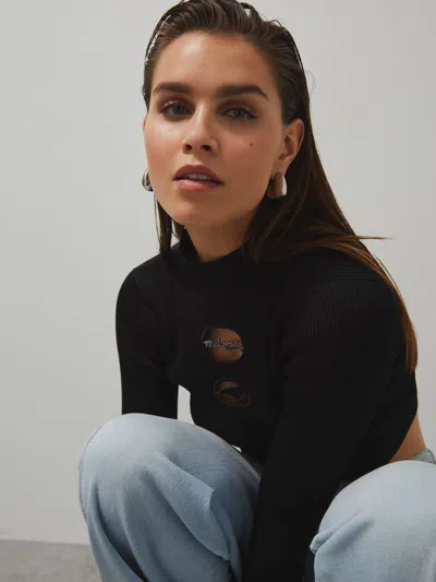 Reiss Mclaren Black Mclaren F1 Team Cut-out Knit Crop Top