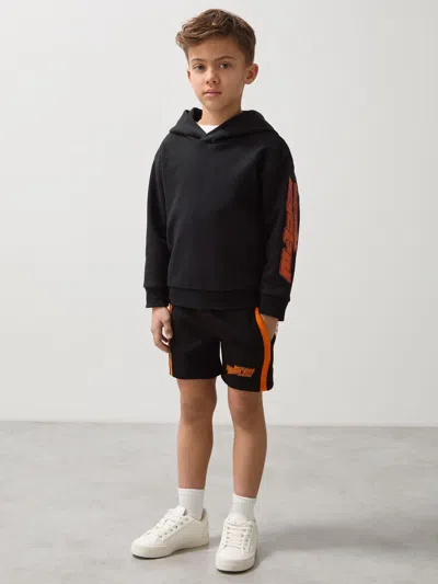 Reiss Mclaren Black/orange 9-13 Yrs Unisex Fit Mclaren F1 Team Drawstring Shorts