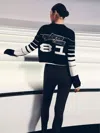 Reiss Mclaren Black/white Mclaren F1 Team Wool-cashmere Cropped Jumper In Multi