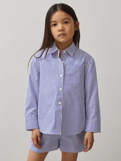 Reiss Mclaren Blue/white Mclaren F1 Team Cotton Stripe Shirt In Multi
