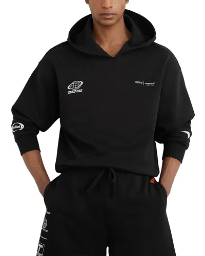 Reiss Mclaren Cotton Heavyweight Relaxed Pullover Hoodie In Red