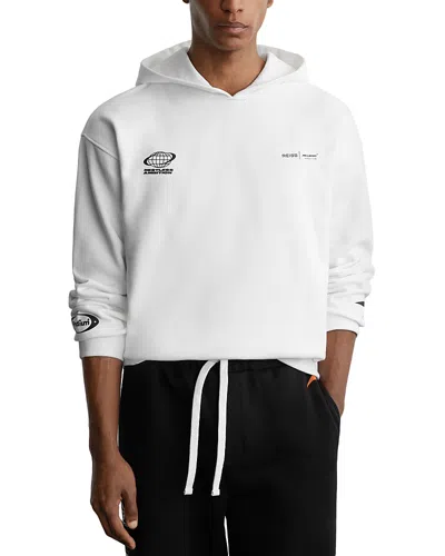 Reiss Mclaren Cotton Heavyweight Relaxed Pullover Hoodie In White