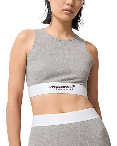Reiss Mclaren F1 Team Ribbed Cropped Top In Grey Melan