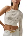 Reiss Mclaren Flow One Sleeve Knitted Crop Top In White