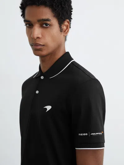 Reiss Mclaren Mclaren Racing Air-water Cotton Polo Shirt In Black