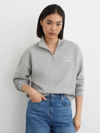 Reiss Mclaren Mclaren Racing Cotton Half-zip Sweatshirt In Gray