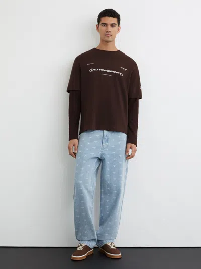 Reiss Mclaren Mclaren Racing Double-layer Relaxed T-shirt Unisex-fit In Brown