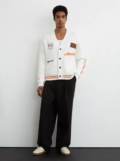 Reiss Mclaren Mclaren Racing Embroidered Rib-knit Cardigan In White