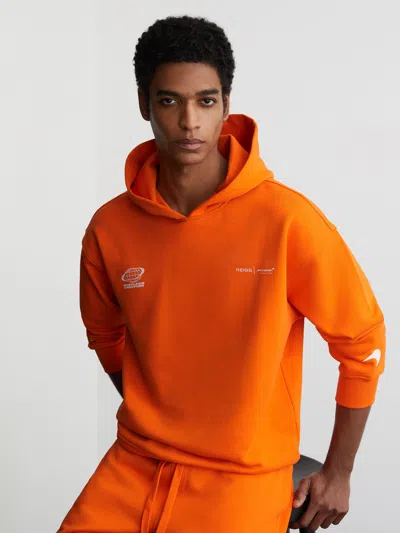 Reiss Mclaren Mclaren Racing Heavyweight Motif Hoodie Unisex-fit In Orange