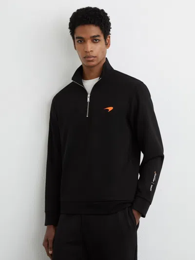 Reiss Mclaren Mclaren Racing Interlock Half-zip Sweatshirt In Black