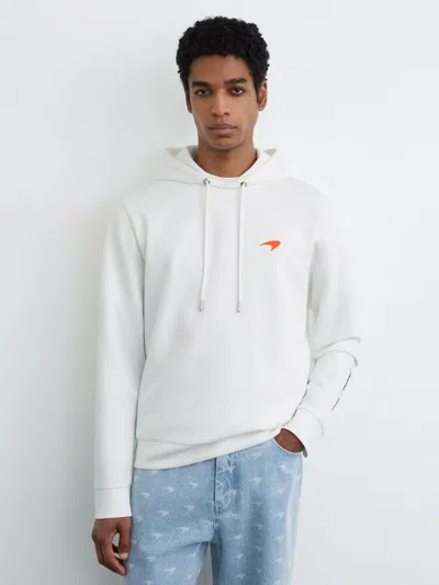 Reiss Mclaren Mclaren Racing Interlock Speedmark Hoodie In White