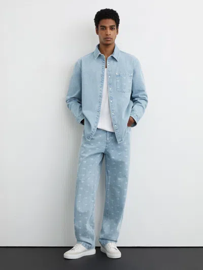 Reiss Mclaren Mclaren Racing Logo-pocket Denim Shirt In Blue