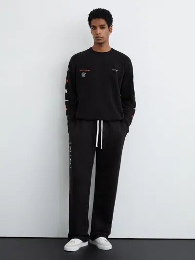 Reiss Mclaren Mclaren Racing Relaxed Waffle T-shirt Unisex-fit In Black