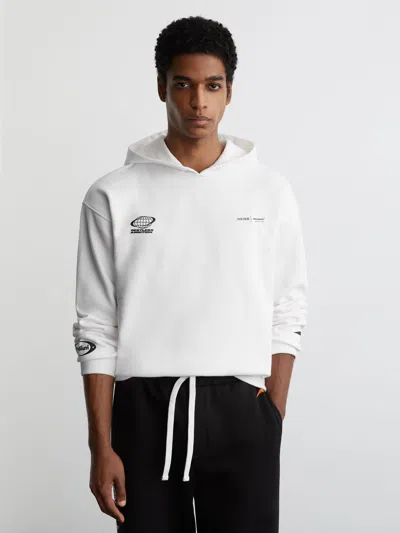 Reiss Mclaren Mclaren White Mclaren Racing Heavyweight Motif Hoodie Unisex-fit