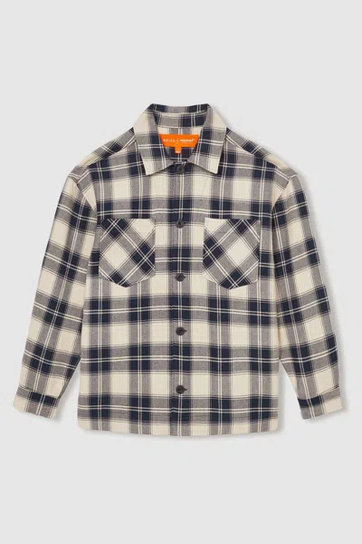 Reiss Mclaren Navy/off White Mclaren F1 Team Check Logo Overshirt