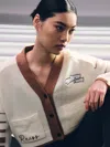 Reiss Mclaren Off White/camel Mclaren F1 Team Crop Varsity Cardigan