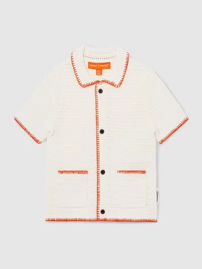 Reiss Mclaren Off White/orange Azealia 13-14 Yrs Mclaren F1 Team Crochet Shirt