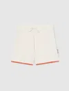 Reiss Mclaren Off White/orange 13-14 Yrs Mclaren F1 Team Crochet Shorts In Multi