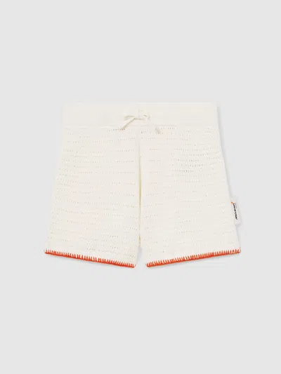 Reiss Mclaren Off White/orange 13-14 Yrs Mclaren F1 Team Crochet Shorts In Multi