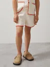 Reiss Mclaren Off White/orange 9-13 Yrs Mclaren F1 Team Crochet Shorts