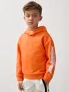 Reiss Mclaren Orange 9-13 Yrs Mclaren F1 Team Cotton Logo Hoodie Unisex Fit