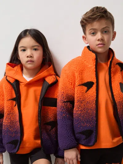 Reiss Mclaren Papaya Orange/purple Drift 3-9 Yrs Unisex Fit Mclaren F1 Team Ombré Fleece Jacket