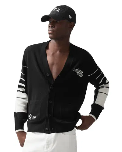 Reiss Mclaren Racing Embroidered Varsity Cardigan In Black