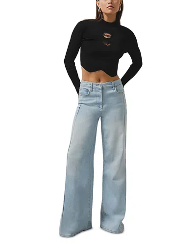 Reiss Mclaren Sandy Knitted Turtleneck Top In Black