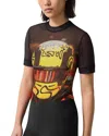 Reiss Mclaren Santino Short Sleeve Lando Printed Mesh Top
