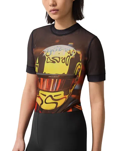 Reiss Mclaren Santino Short Sleeve Lando Printed Mesh Top
