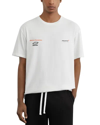 Reiss Mclaren Unisex Born Racers Logo Graphic T-shirt In White