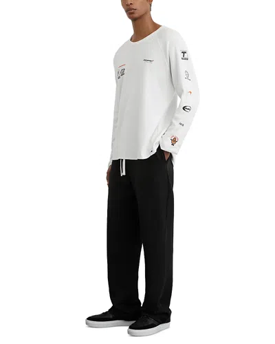 Reiss Mclaren Unisex Logo Textured Waffle Sweatshirt In White