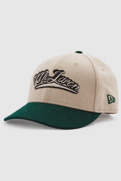 Reiss Mclaren X Mclaren F1 Team 9fifty - X Mclaren F1 Team Ecru/green Mclaren F1 Wool Blend Embroidered Baseball C