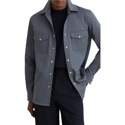 Reiss Mcrae Snap-up Overshirt In Blue