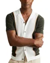 Reiss Green Smoke Meastro Hybrid Velour Cuban Collar Shirt In Green Smoke