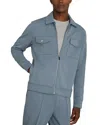 Reiss Airforce Blue Interlock Jersey Zip-through Overshirt In Airforce Blue