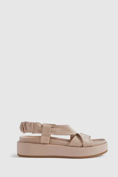 Reiss Melanie - Nude Chunky Platform Leather Sandals, Uk 3 Eu 36