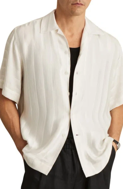 Reiss Melba Jacqurd Stripe Camp Shirt In Neutral