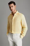 Reiss Ruban Long Sleeve Button Front Linen Shirt In Melon