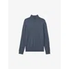 Reiss Mens Airforce Blue Blackhall Half-zip Slim-fit Merino-wool Jumper