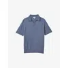 Reiss Duchie Johnny Collar Short Sleeve Wool Polo Sweater In Airforce Blue